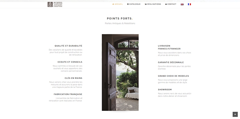 Site vitrine catalogue Portes Antiques - 